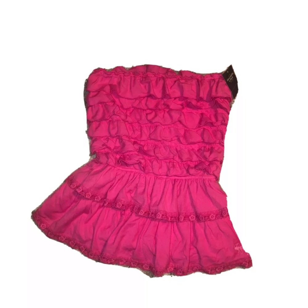 Abercrombie : pink strapless ruffle summer tanktop